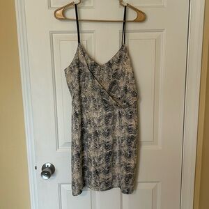 Printed satin like mini dress with strap top